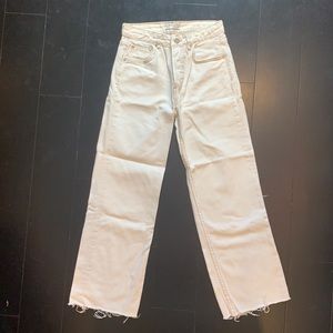 Zara straight leg jeans, cream, size 0